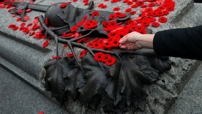 A poppy pin is placed on the Tomb of the Unknown Soldier following a Remembrance Day ceremony at the National War Memorial in Ottawa on Nov. 11, 2019. This year (2021) marks the centennial anniversary of the poppy as a symbol of remembrance in Canada. (THE CANADIAN PRESS)